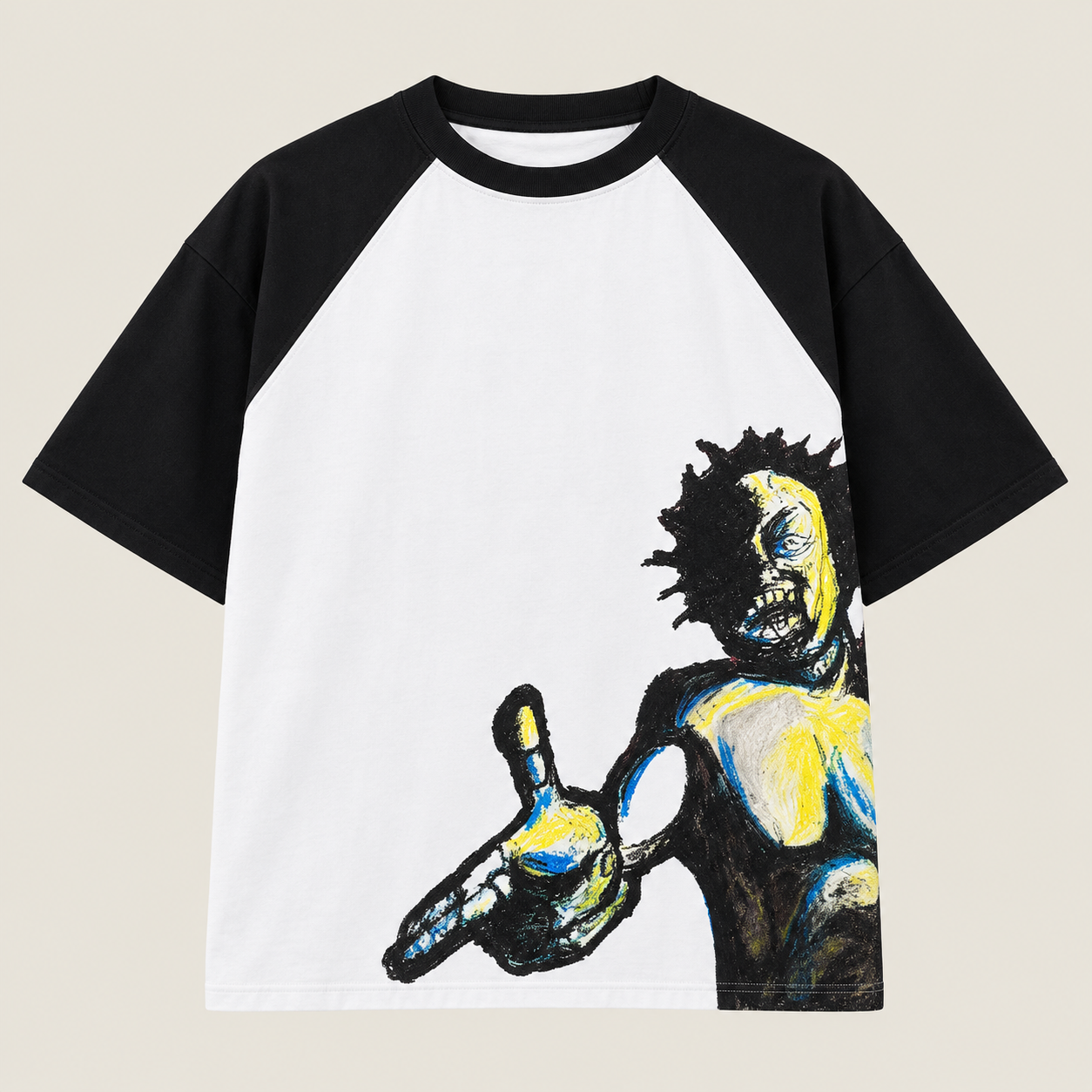 AFTER DARK, raglan tee black / bone