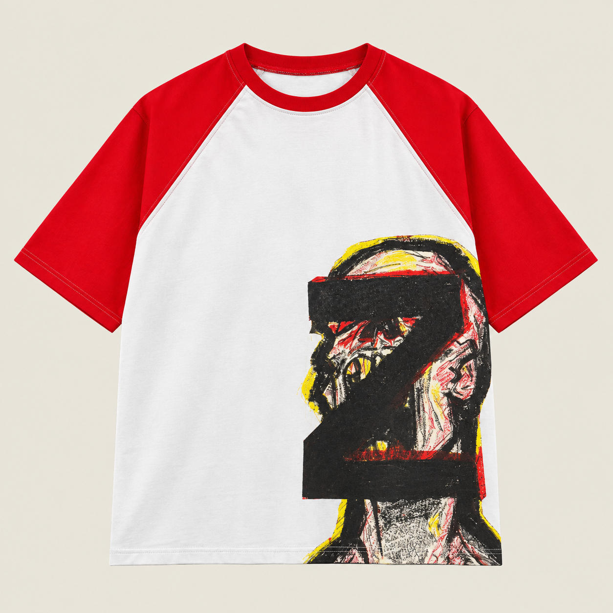 RED SIGNAL, raglan tee red / bone